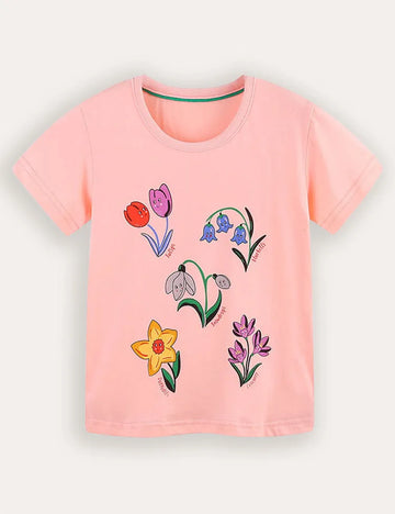 Flower Print Short Sleeve T-Shirt